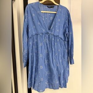 Zara Light Blue Embroidered Top